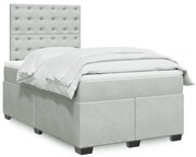 vidaXL Κρεβάτι Boxspring με Στρώμα Ανοιχτό Γκρι 120x190 εκ. Βελούδινο