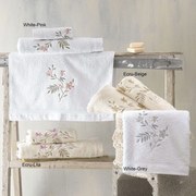 Πετσέτες Annalise (Σετ 3τμχ) White-Pink Ρυθμός Σετ Πετσέτες 80x150cm 100% Cotton