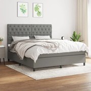 ΚΡΕΒΑΤΙ BOXSPRING ΜΕ ΣΤΡΩΜΑ ΣΚΟΥΡΟ ΓΚΡΙ 160X200 ΕΚ ΥΦΑΣΜΑΤΙΝΟ 3142026