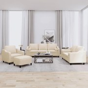 vidaXL Σετ Σαλονιού 4 Τεμαχίων Κρεμ Υφασμάτινο με Μαξιλάρια