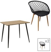 Intrahome Τραπεζαρία Ezra-Cuba Intrahome σετ 3τεμ pp-mdf σε μαύρη-sonoma απόχρωση 70x70x75εκ | SKU: INTRAPA-311112127