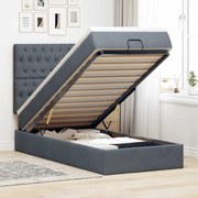 vidaXL Οθωμανικό κρεβάτι με στρώματα &amp; LEDs Σκούρο γκρι Βελούδο