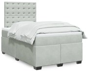 vidaXL Κρεβάτι Boxspring με Στρώμα Ανοιχτό Γκρι 120x200 εκ. Βελούδινο