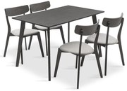 Tραπεζαρία Benson - Toto σετ 5τμχ rustic grey - ύφασμα γκρι 120x75x75εκ 120x75x75 εκ.