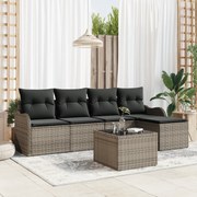 vidaXL Σετ Καναπέ Κήπου 5 Τεμαχίων με Μαξιλάρια Μαύρο Πολυ Ρατάν