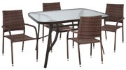 Σετ κήπου Τραπεζαρία MORNER 5 τεμ Καφέ Μέταλλο &amp; Wicker
