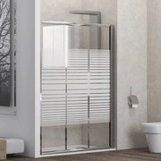 Karag Penta 300 Διαχωριστικό Ντουζιέρας με σεριγραφάτο κρύσταλλο &amp; Συρόμενη Πόρτα 140x180cm Χρωμέ
