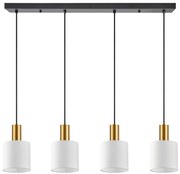 SE21-GM-4-4BL-SH1 ADEPT TUBE Gold Matt Pendant White Fabric Shade+