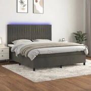 ΚΡΕΒΑΤΙ BOXSPRING ΜΕ ΣΤΡΩΜΑ &amp; LED ΣΚ. ΓΚΡΙ 160X200ΕΚ. ΒΕΛΟΥΔΙΝΟ 3136252