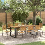 vidaXL Σετ τραπεζαρίας κήπου 9 pcs Γκρι 200 x 90 x 75 cm