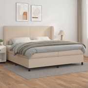 Κρεβάτι Boxspring με Στρώμα Καπουτσίνο 200x200εκ.από Συνθ.Δέρμα - Καφέ