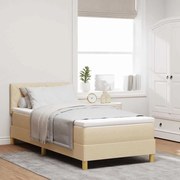 vidaXL Σπαστή Βάση Κρεβατιού με Μαξιλάρι Κρεμ 100x200 εκ. Ύφασμα