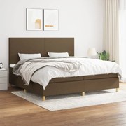 Κρεβάτι Boxspring με Στρώμα Σκούρο Καφέ 200x200 εκ. Υφασμάτινο - Καφέ