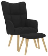 Πολυθρόνα Relax Μαύρο Υφασμάτινη με Υποπόδιο