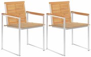 Καρέκλες Κήπου 2 τεμ. από Μασίφ Ξύλο Teak/Ατσάλι με Μαξιλάρια