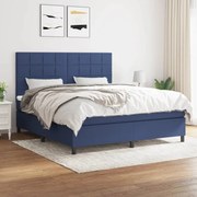 Κρεβάτι Boxspring με Στρώμα Μπλε 160x200 εκ. Υφασμάτινο - Μπλε