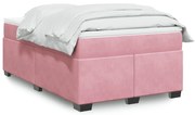 vidaXL Κρεβάτι Boxspring με Στρώμα Ροζ 120x200 εκ. Βελούδινο