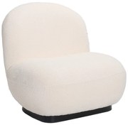 Πολυθρόνα Rosalie  μπουκλέ ύφασμα σε κρεμ απόχρωση με μαύρη βάση 85x82x77εκ