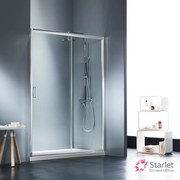 STARLET Starlet Slider 1+1 Πόρτα ντουζιέρας με 1 σταθερό &amp; 1 συρόμενο φύλλο CHROME 147-151 Υ180εκ &amp; 2Προφίλ Επέκτασης 3εκ