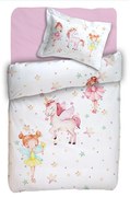 Κουβερλί Βρεφικό Iris (Σετ 2τμχ) White-Pink Anna Riska 115x155cm 100% Βαμβάκι