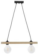 Φωτιστικό Οροφής Δίφωτο Heronia Raga Wood 31-1220 Black/Natural