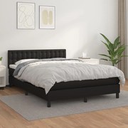 Κρεβάτι Boxspring με Στρώμα Μαύρο 140x200εκ.από Συνθετικό Δέρμα