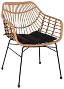 Πολυθρόνα Κήπου ArteLibre AFINIUS Φυσικό/Μαύρο Rattan/Μέταλλο 58.5x60.5x80cm-14510057