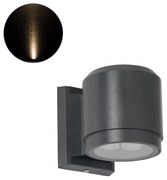 90481 GloboStar®  WALLLIGHT-SONA 90481 Φωτιστικό Τοίχου - Απλίκα LED 12W 1080lm 5° DC 24V Αδιάβροχο IP67 Μ9.5 x Π13 x Υ11cm Θερμό Λευκό 2700K - Γκρι Ανθρακί - 3 Years Warranty