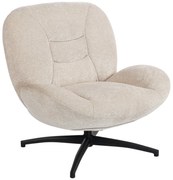 HOMCOM Περιστρεφόμενη Πολυθρόνα, Πολυθρόνα με γέμιση από βαμβάκι PP, κάλυμμα υφάσματος, ατσάλινη βάση, Κρεμ λευκό