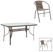 Τραπεζαρία Valor-Obbi σετ 5τεμ μέταλλο-pe καφέ