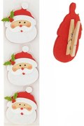 Σετ 3 τεμάχια Χριστουγεννιάτικα Τσόχινα Στολίδια με Μανταλάκι 8cm Χ-4717a