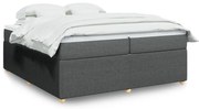 Κρεβάτι Boxspring με Στρώμα Σκούρο Γκρι 200x200 εκ. Υφασμάτινο - Γκρι