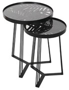 Liberta JUNGLE SIDE TABLE SET 2ΤΕΜ ΜΑΥΡΟ ΜΕ PATTERN ΜΑΥΡΟ 40x40xH50cm 40x40xH50cm 04-0664