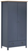 vidaXL Ντουλάπα Hill Δίφυλλη Γκρι 89x50x170 εκ. Μασίφ Ξύλο Πεύκου