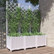 vidaXL Ζαρντινιέρα Κήπου με Καφασωτό Λευκή 120x40x136 εκ. Πολυπροπ.