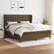 vidaXL Κρεβάτι Boxspring με Στρώμα Σκούρο Καφέ 160x200 εκ Υφασμάτινο