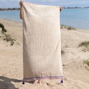 Πετσέτα Θαλάσσης (80x160) White Fabric Purple Knit