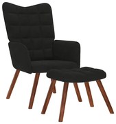 vidaXL Πολυθρόνα Relax Μαύρη Βελούδινη με Σκαμπό