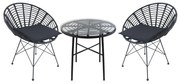Σετ Τραπεζαρία Κήπου ArteLibre APPIUS Μαύρο Μέταλλο/Rattan/Γυαλί Με 2 Καρέκλες 14990388