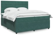 vidaXL Κρεβάτι Boxspring με Στρώμα Σκούρο Πράσινο 200x200εκ. Βελούδινο