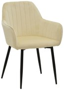 Καρέκλα - Πολυθρόνα Noor σε Μπεζ Βελούδο με Μαύρο Μεταλλικό Πόδι 58x58x86εκ. 2αδα 58x58x86 εκ.