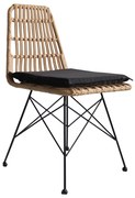 Καρέκλα Κήπου ALFONSE Φυσικό/Μαύρο Μέταλλο/Rattan 47x62x81cm - 14510010