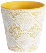 Κασπώ Rabat 20518 Φ14x13cm White-Yellow GloboStar Κεραμικό