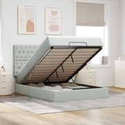vidaXL Οθωμανικό κρεβάτι με στρώματα &amp; LEDs Ανοιχτό γκρι Βελούδο