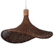 01718 GloboStar®  CUBA 01718 Boho Κρεμαστό Φωτιστικό Ανάρτηση Μονόφωτο 1 x E27 IP20 Καφέ Ξύλο - Μ43 x Π43 x Y30cm