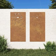vidaXL Διακοσμητικά Κήπου 2 τεμ. Σχ. Λουλούδια 105x55 εκ Ατσάλι Corten