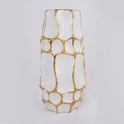 ΒΑΖΟ ΚΕΡΑΜΙΚΟ ΛΕΥΚΟ - ΧΡΥΣΟ 15.5x15.5x31.5cm|752-20171
