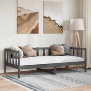 vidaXL Καναπές Κρεβάτι Γκρι 90 x 200 εκ. από Μασίφ Ξύλο Πεύκου