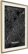 Αφίσα - City Map: Brussels (Dark) - 40x60 - Χρυσό - Με πασπαρτού