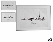 Πίνακας Gift Decor Λευκό Μαύρο τσιπ - ματ Πόλη 81,5 x 3 x 121 cm (3 Μονάδες)